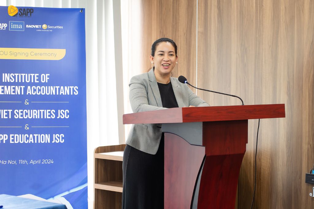 Bà Tricia Jao - Giám đốc quan hệ đối tác IMA bày tỏ niềm tin đối với việc hợp tác ba bên