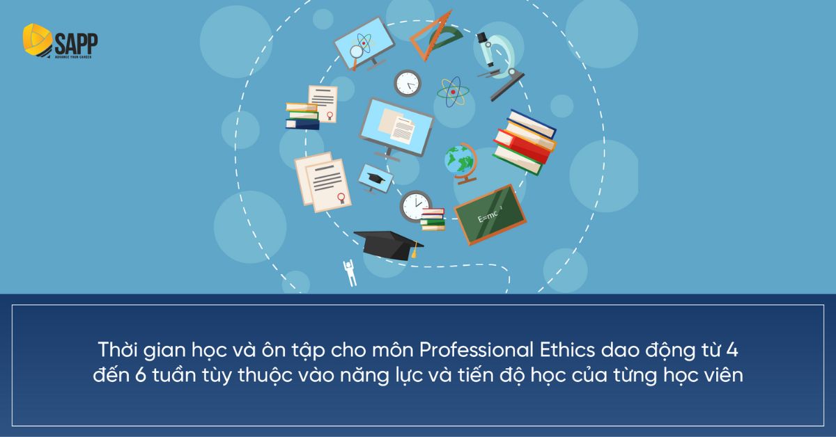 Thời gian học và ôn tập cho môn Professional Ethics dao động từ 4 đến 6 tuần tùy thuộc vào năng lực và tiến độ học của từng học viên