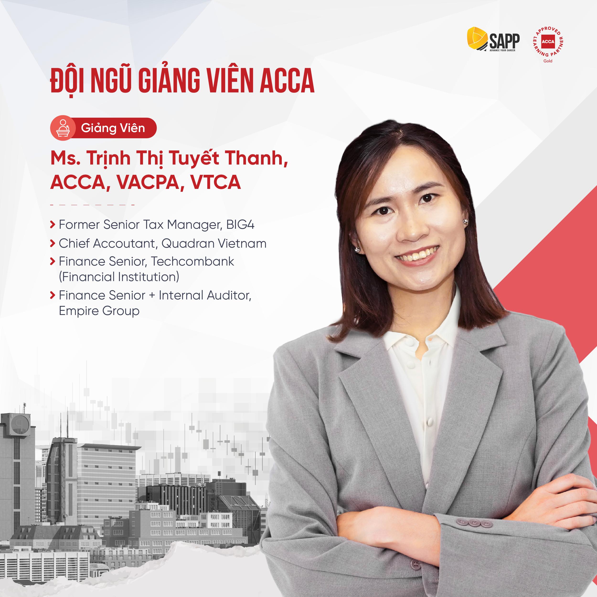 Trịnh Thị Tuyết Thanh, ACCA, VACPA, VTCA