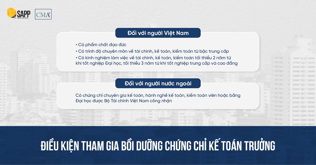 Điều kiện tham gia kỳ thi chứng chỉ kế toán trưởng