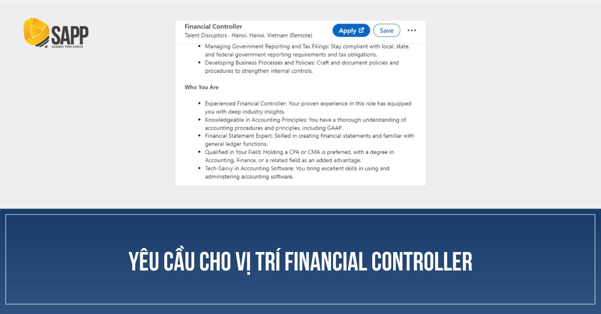 Yêu cầu cho vị trí financial controller