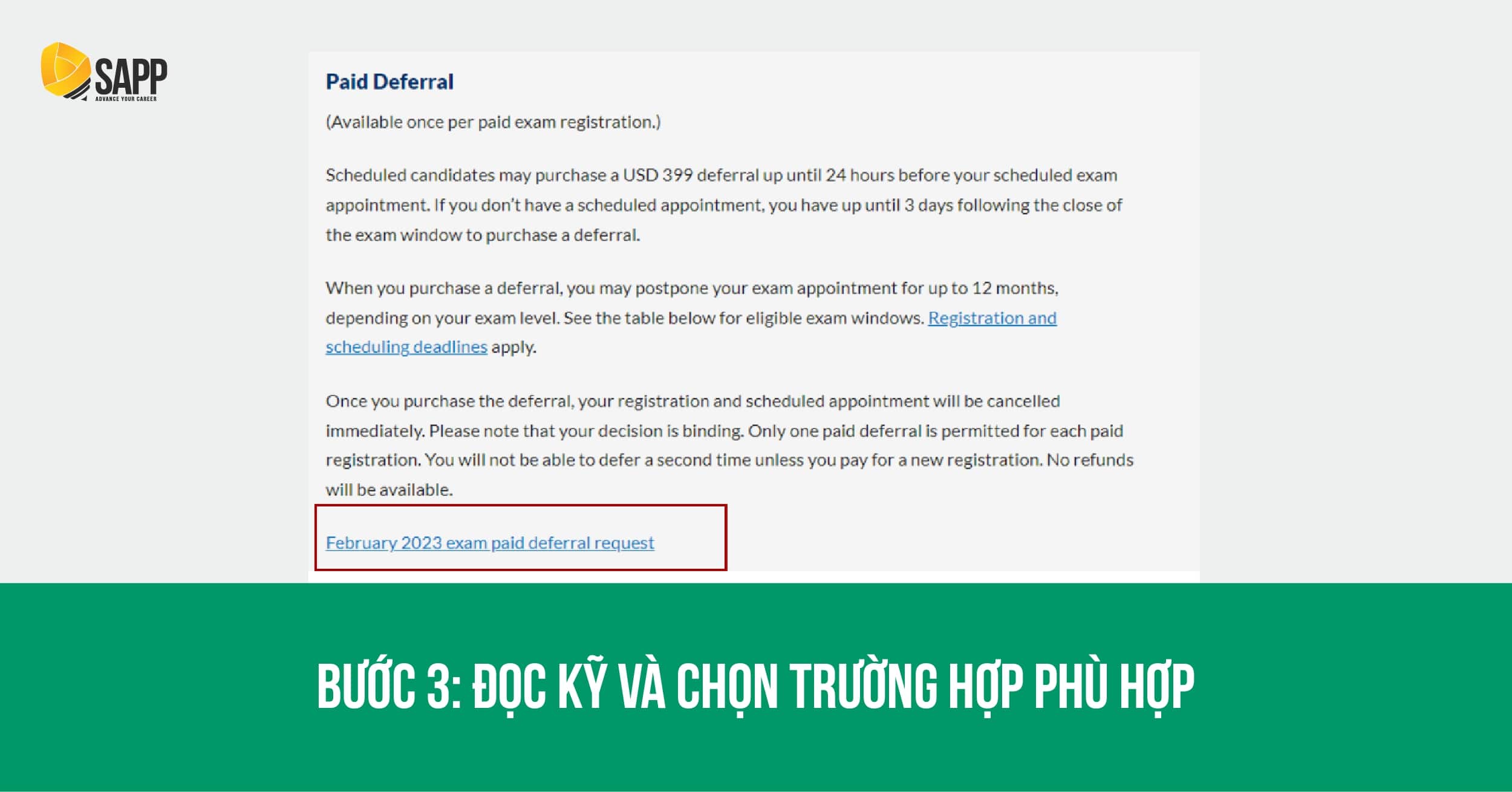 Bước 3 CFA hoãn thi