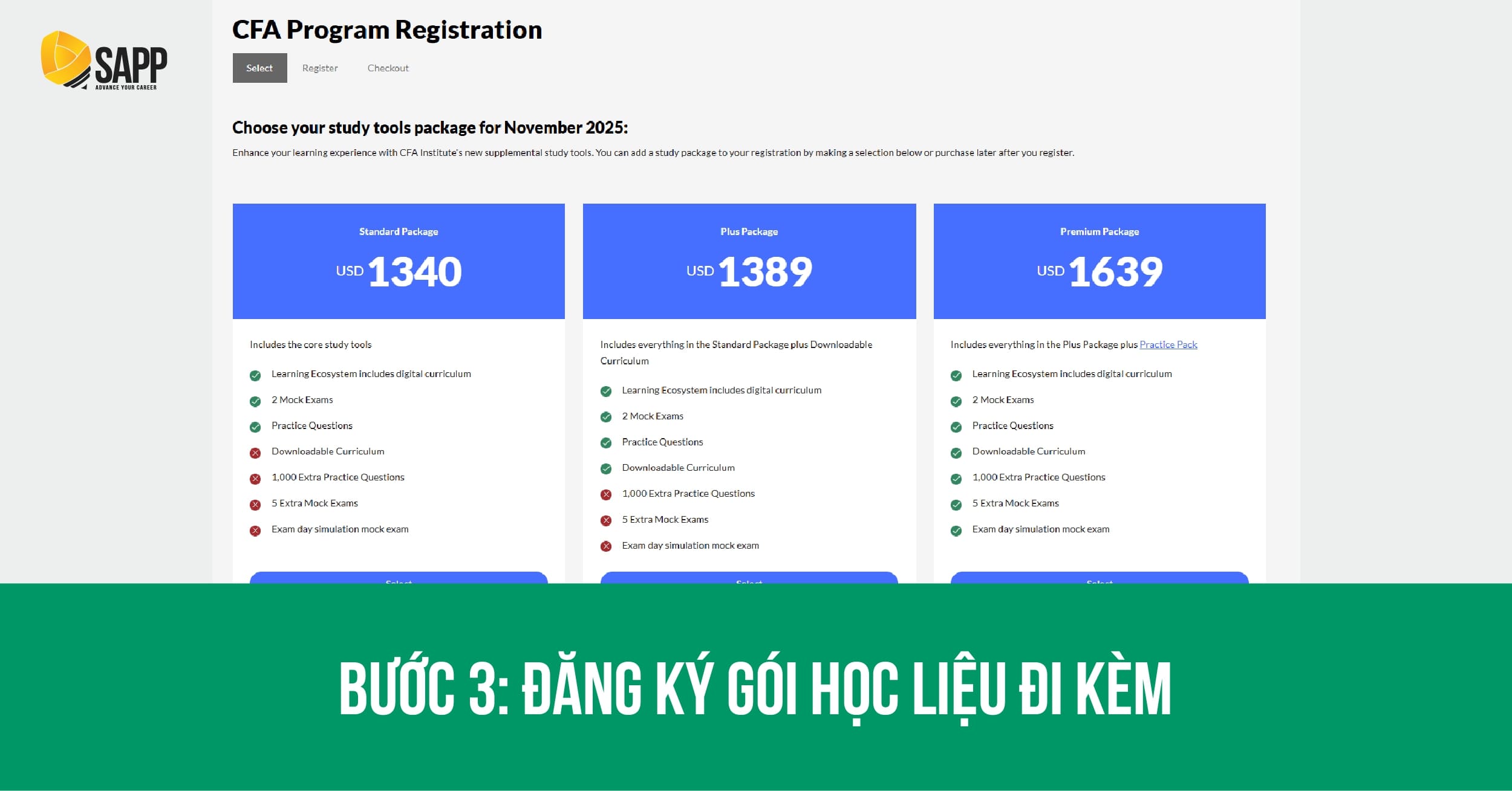 Bước 3 - đăng ký gói học liệu