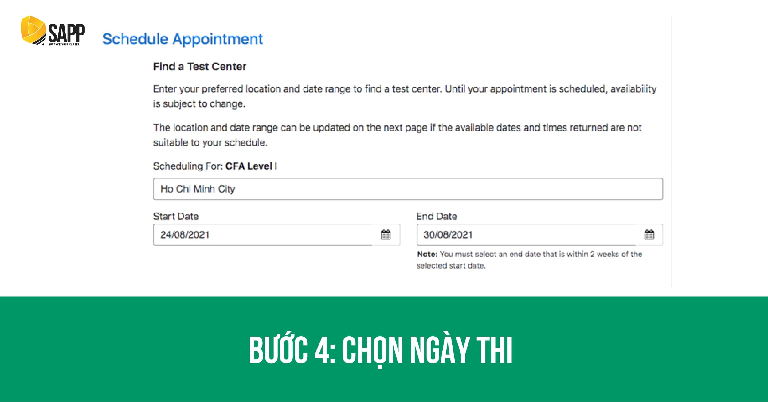 Bước 4 - chọn ngày thi