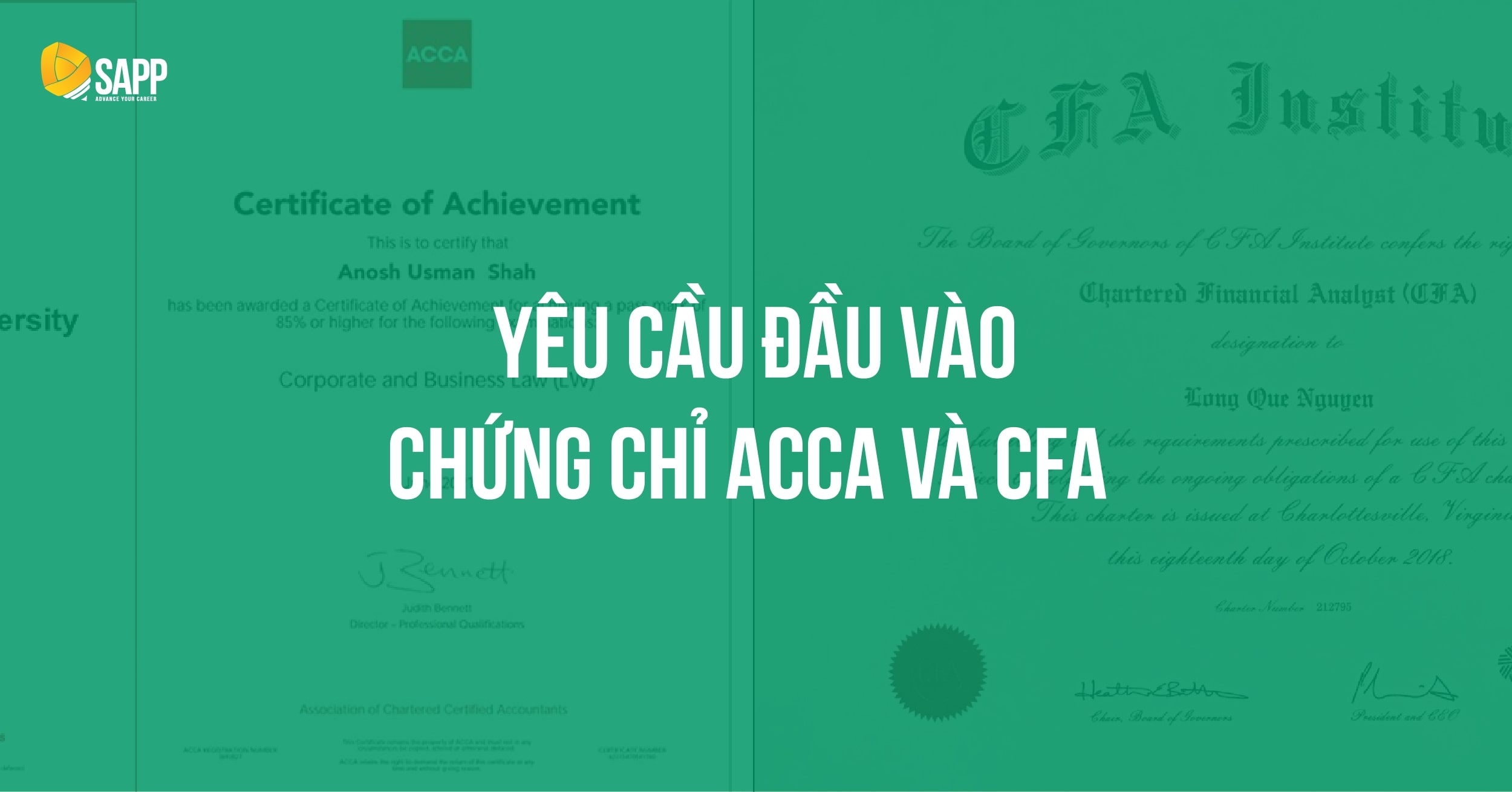 Yêu cầu đầu vào chứng chỉ ACCA và CFA 