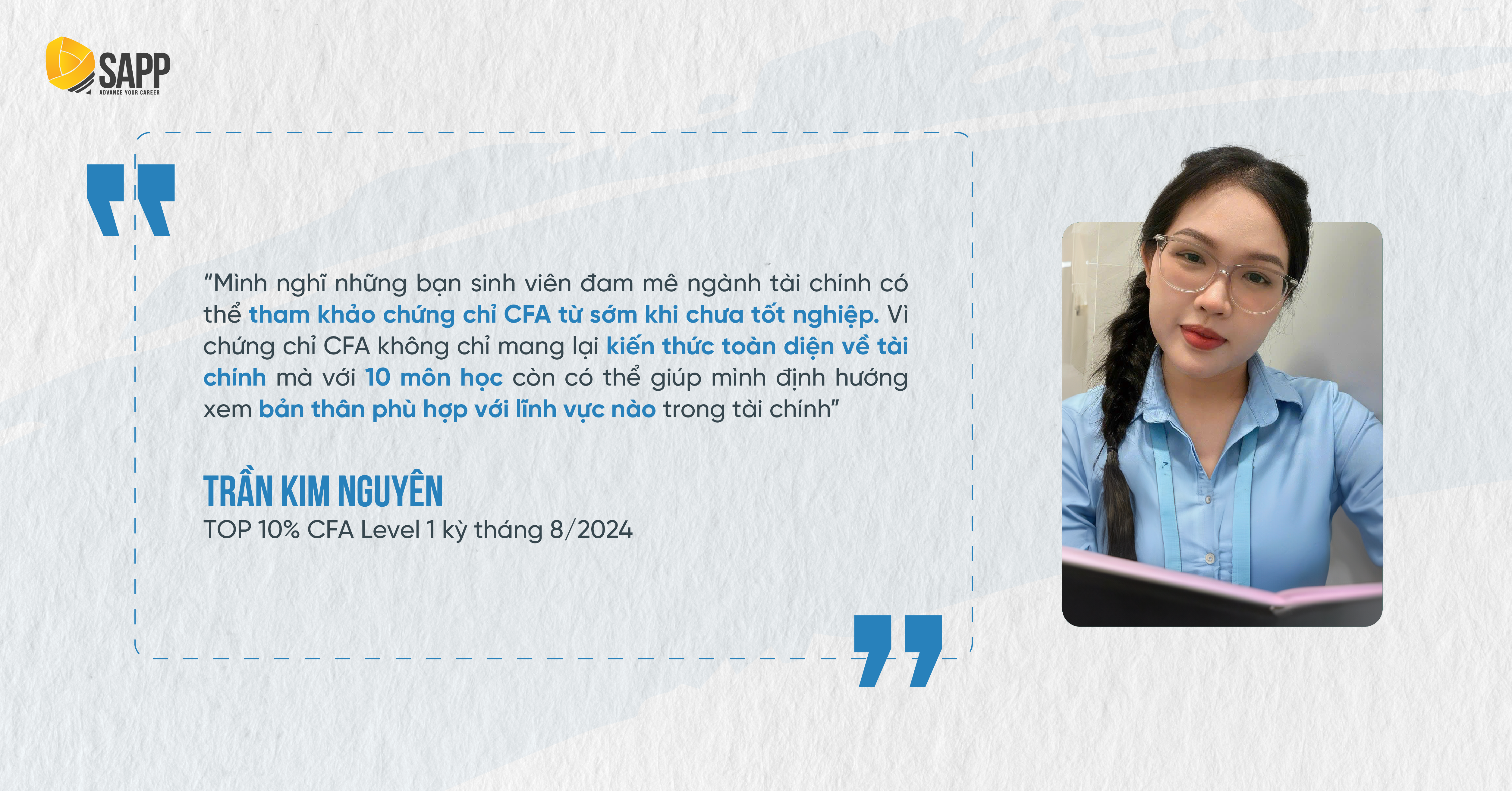 Cân Bằng Giữa Công Việc Và Học CFA Online: Bí Quyết Giúp Chuyên Viên Phòng Khách Hàng Doanh Nghiệp VietinBank đạt TOP 10% CFA Level 1 Kỳ tháng 8/2024 