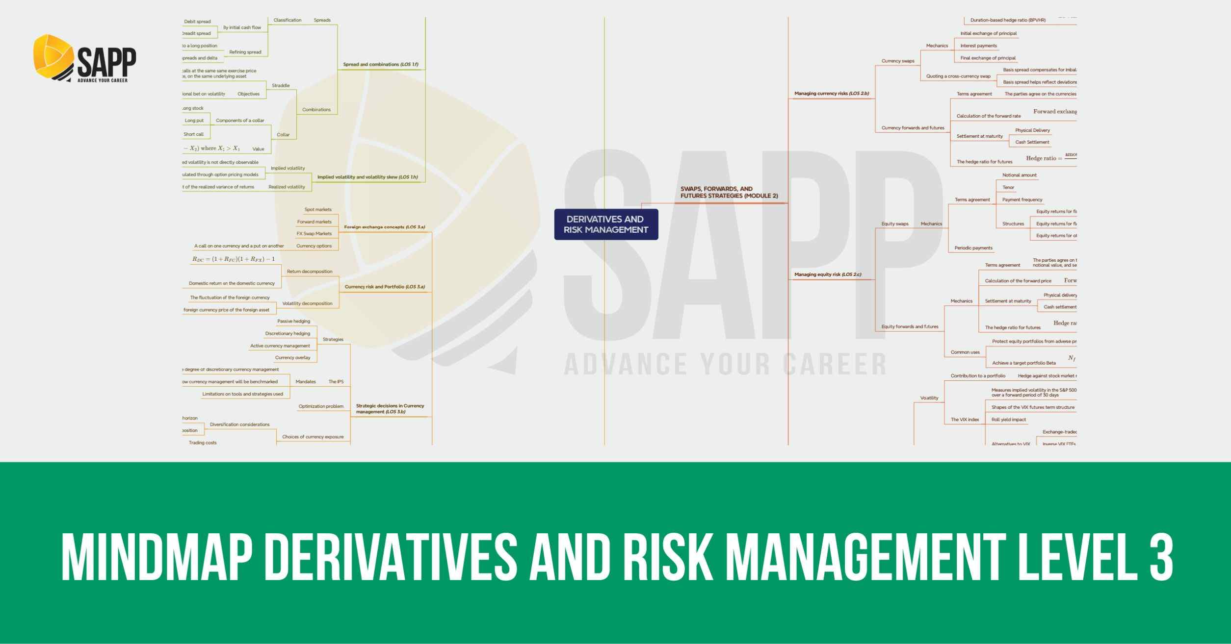 Derivatives and risk management CFA mindmap Level 3