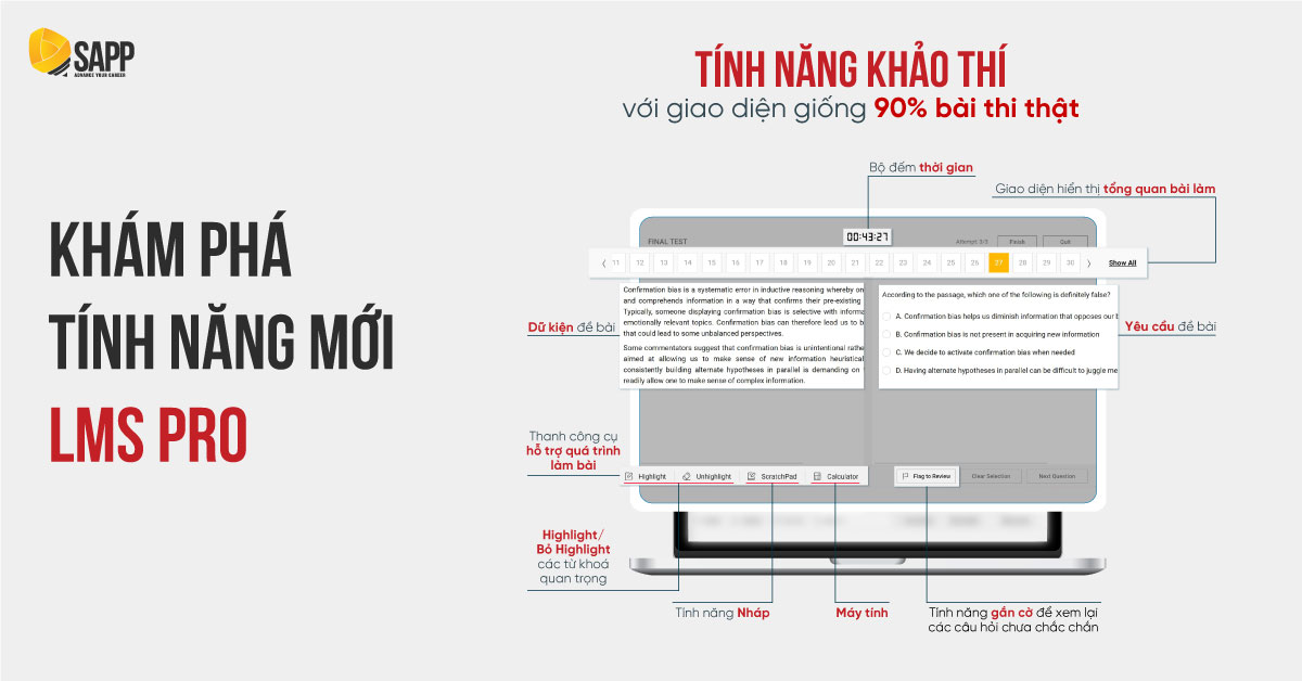 Tính năng khảo thí trên LMS tại SAPP khi học ACCA ở Hà Nội 