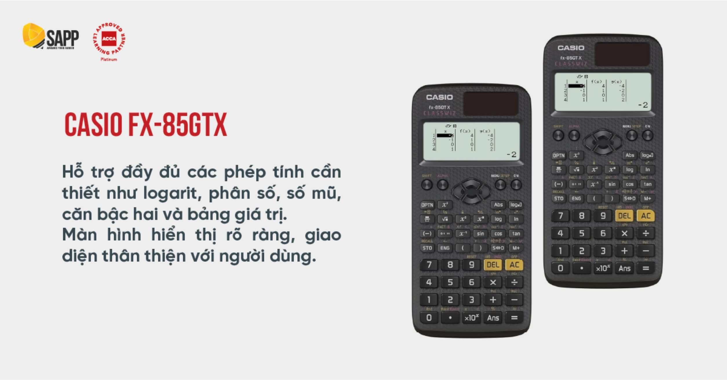 Máy tính thi ACCA Casio FX-85GTX 