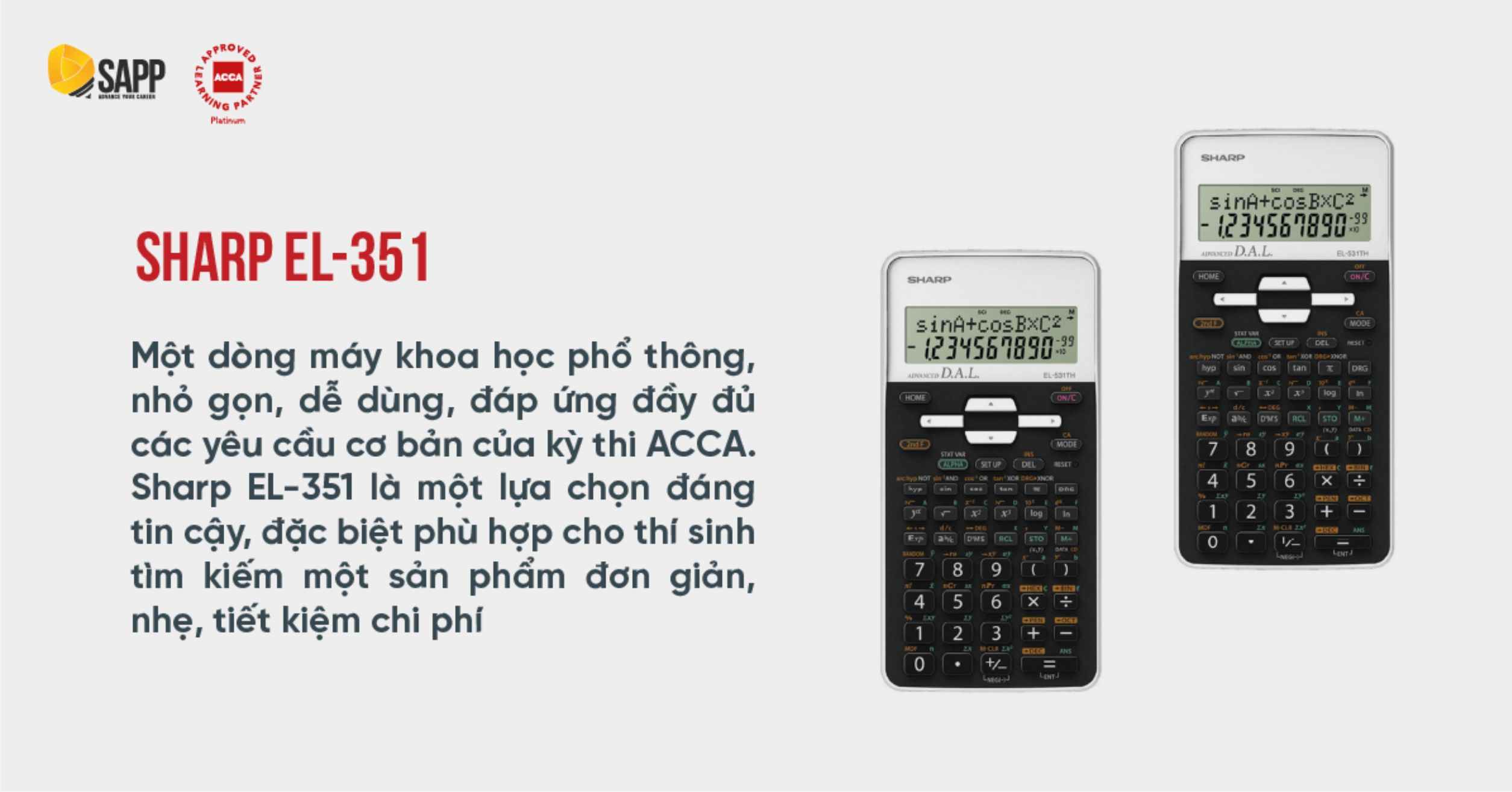 Máy tính thi ACCA Sharp EL-351 