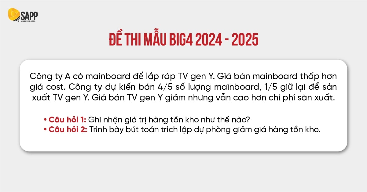 Đề thi Big4 Audit mẫu 2024 - 2025 