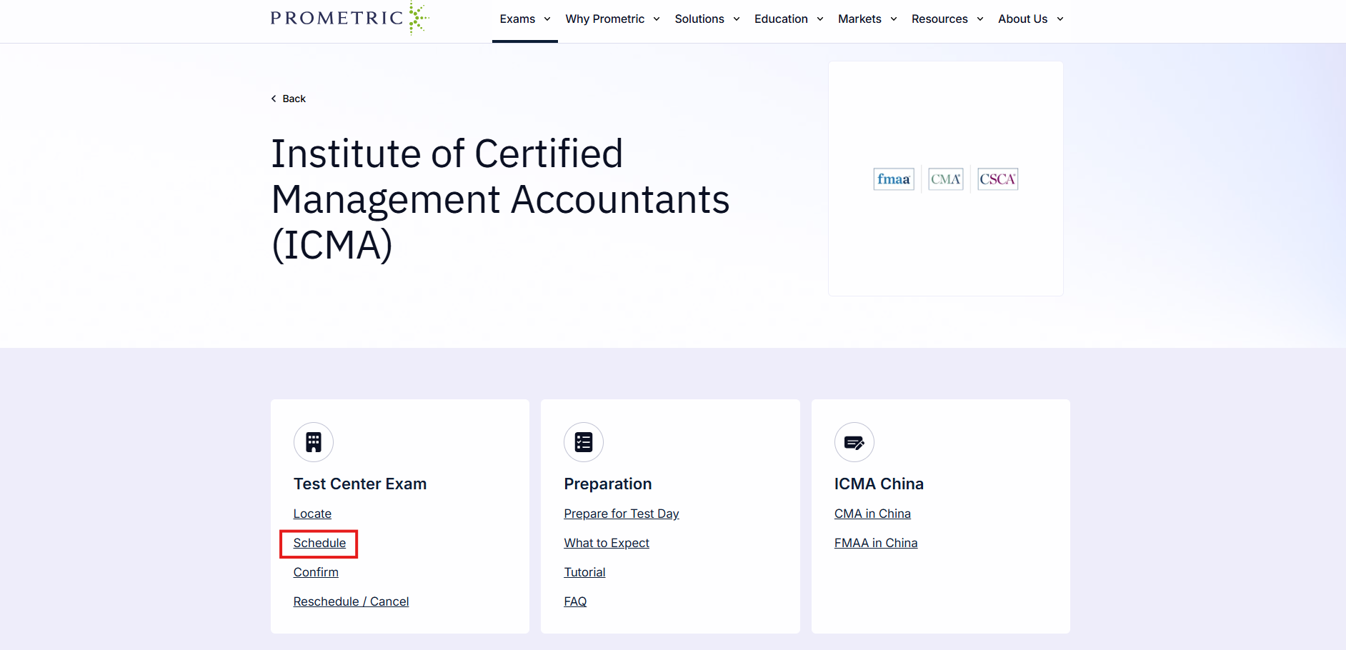 Truy cập Prometric để đăng ký lịch thi CMA