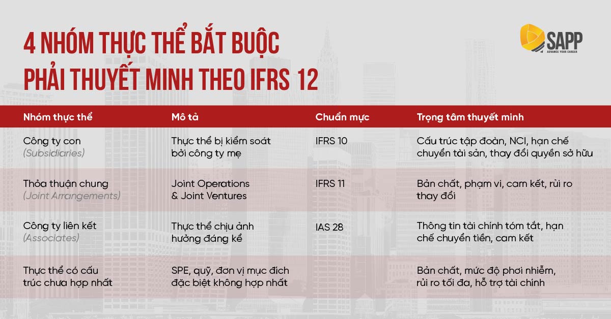 4 nhóm thực thể bắt buộc phải thuyết minh theo IFRS 12 4 nhóm thực thể bắt buộc phải thuyết minh theo IFRS 12