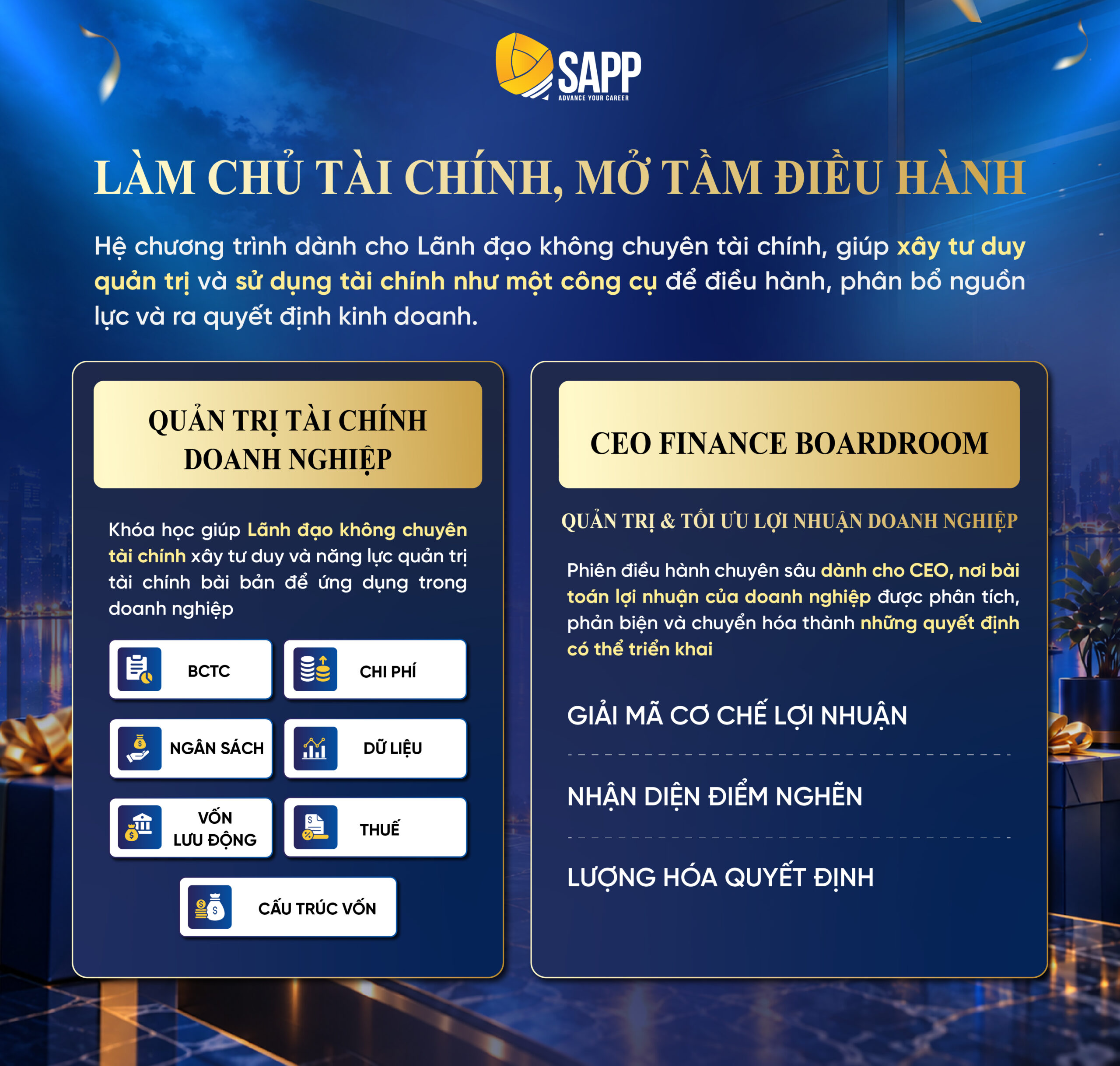 Khoá học Quản Trị Tài Chính Doanh Nghiệp dành cho Lãnh đạo