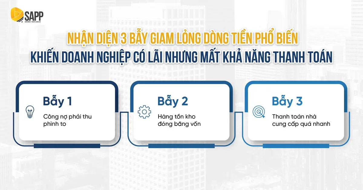 Nhận diện 3 bẫy giam lỏng dòng tiền phổ biến khiến doanh nghiệp có lãi nhưng mất khả năng thanh toán 